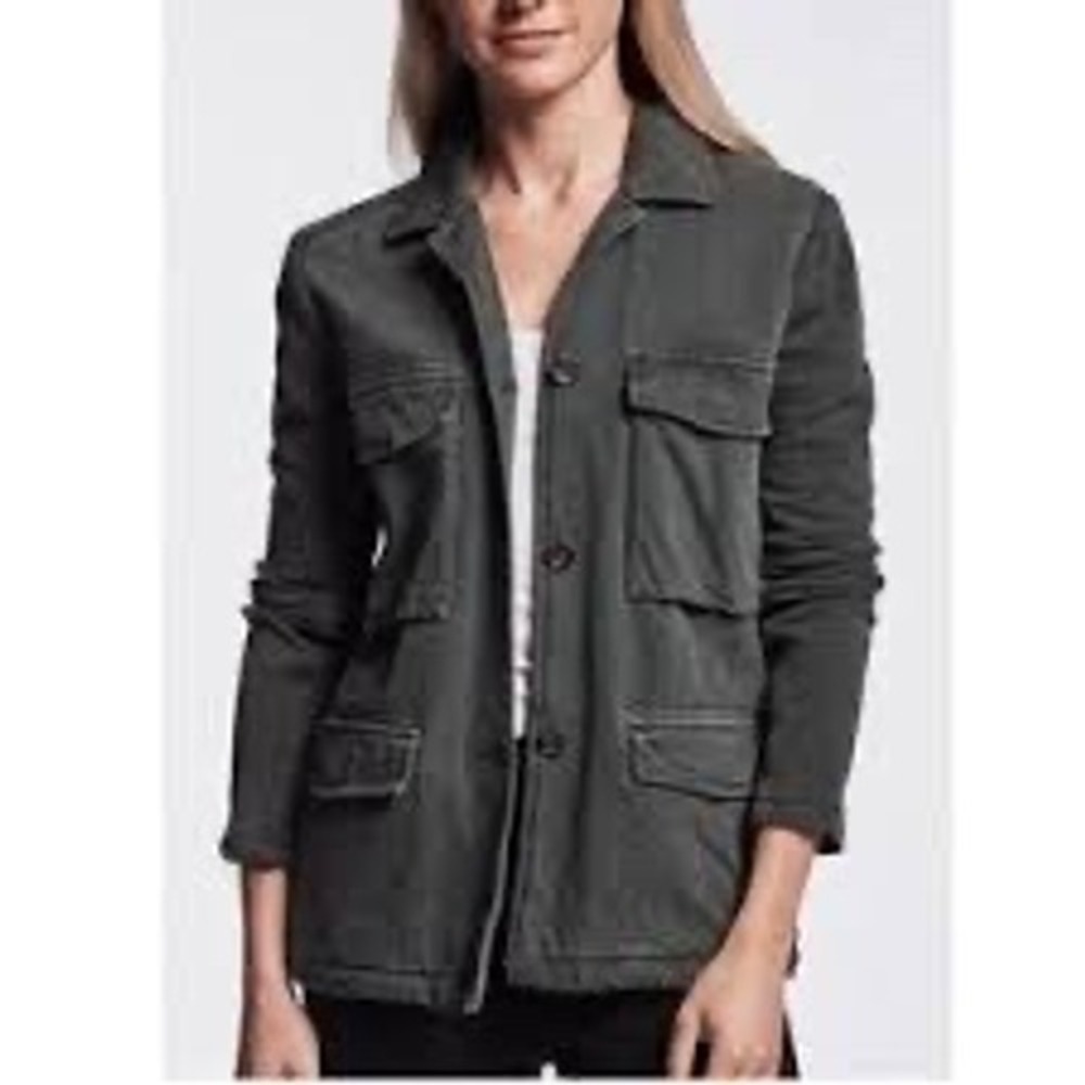 James Perse Mixed Media Surplus Jacket Women 2 US M Black‎ Utility Cotton Twill